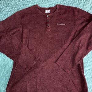 Columbia Men's Long-Sleeve Henley Shirt - Burgundy Size Large